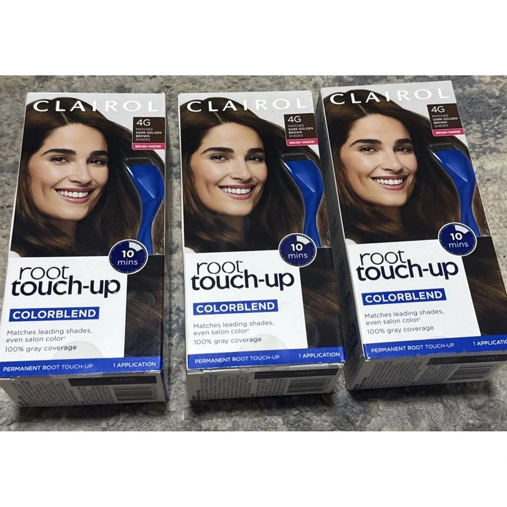 Clairol Root Touch Up Permanent Hair Color Creme 4G Dark Golden Brown Shades X 3